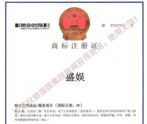 喜訊 熱烈祝賀盛娛國(guó)際影業(yè)投資集團(tuán)成功取得多項(xiàng)國(guó)家商標(biāo)證書(shū)